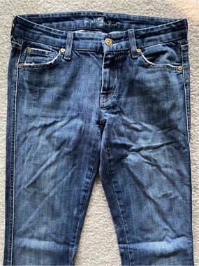 7 For All Mankind Boot Cut Distressed Blue Jeans Women’s Size 27